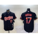 Men's Los Angeles Dodgers #17 Shohei Ohtani Black Rainbow Mexico Cool Base Stitched Jersey