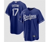 Men's Los Angeles Dodgers #17 Shohei Ohtani Blue 2025 World Series Champions Stitched Baseball Jersey
