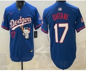 Men's Los Angeles Dodgers #17 Shohei Ohtani Blue Hello Kitty 2025 World Series Champions Limited Jersey Men's Los Angeles Dodgers #17 Shohei Ohtani Blue Hello Kitty 2025 World Series Champions Limited Jersey