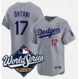 Men's Los Angeles Dodgers #17 Shohei Ohtani Gray 2025 World Series Limited Stitched Baseball Jersey Men's Los Angeles Dodgers #17 Shohei Ohtani Gray 2025 World Series Limited Stitched Baseball Jersey
