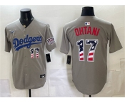 Men's Los Angeles Dodgers #17 Shohei Ohtani Gray 250 Fourth of July Road Stitched Baseball Jersey Men's Los Angeles Dodgers #17 Shohei Ohtani Gray 250 Fourth of July Road Stitched Baseball Jersey