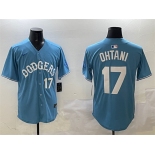 Men's Los Angeles Dodgers #17 Shohei Ohtani Light Blue Limited Stitched Baseball Jersey