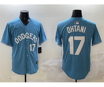 Men's Los Angeles Dodgers #17 Shohei Ohtani Light Blue Limited Stitched Baseball Jersey