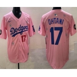 Men's Los Angeles Dodgers #17 Shohei Ohtani Pink 2025 Tokyo Series Limited Jersey