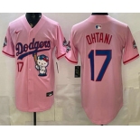 Men's Los Angeles Dodgers #17 Shohei Ohtani Pink Hello Kitty 2025 World Series Champions Limited Jersey Men's Los Angeles Dodgers #17 Shohei Ohtani Pink Hello Kitty 2025 World Series Champions Limited Jersey