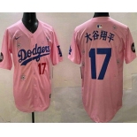 Men's Los Angeles Dodgers #17 Shohei Ohtani Pink Japanese 2025 Tokyo Series Limited Jersey