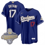 Men's Los Angeles Dodgers #17 Shohei Ohtani Royal 2026 Alternate Gold Collection Stadium Stitched Baseball Jersey