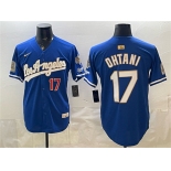 Men's Los Angeles Dodgers #17 Shohei Ohtani Royal 2026 Gold Collection 9x & B2B Champs Patch Stitched Baseball Jersey