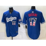 Men's Los Angeles Dodgers #17 Shohei Ohtani Royal 250 Fourth of July Stitched Baseball Jersey Men's Los Angeles Dodgers #17 Shohei Ohtani Royal 250 Fourth of July Stitched Baseball Jersey
