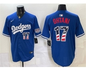 Men's Los Angeles Dodgers #17 Shohei Ohtani Royal 250 Fourth of July Stitched Baseball Jersey Men's Los Angeles Dodgers #17 Shohei Ohtani Royal 250 Fourth of July Stitched Baseball Jersey