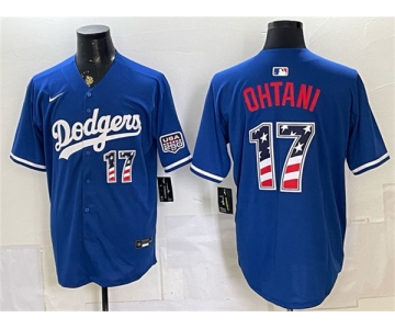 Men's Los Angeles Dodgers #17 Shohei Ohtani Royal 250 Fourth of July Stitched Baseball Jersey