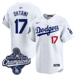Men's Los Angeles Dodgers #17 Shohei Ohtani White 2025 Champions Stitched Baseball Jersey Men's Los Angeles Dodgers #17 Shohei Ohtani White 2025 Champions Stitched Baseball Jersey