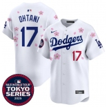 Men's Los Angeles Dodgers #17 Shohei Ohtani White 2025 Tokyo Series Limited Stitched Baseball Jersey