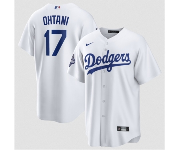 Men's Los Angeles Dodgers #17 Shohei Ohtani White 2025 World Series Champions Stitched Baseball Jersey