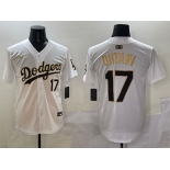 Men's Los Angeles Dodgers #17 Shohei Ohtani White Gold Limited Stitched Baseball Jersey