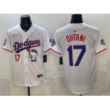 Men's Los Angeles Dodgers #17 Shohei Ohtani White Hello Kitty Night 2025 World Series Champions Patch Stitched Baseball Jersey