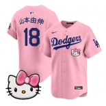 Men's Los Angeles Dodgers #18 山本由伸 Pink 2025 Hello Kitty Vapor Limited Stitched Baseball Jersey