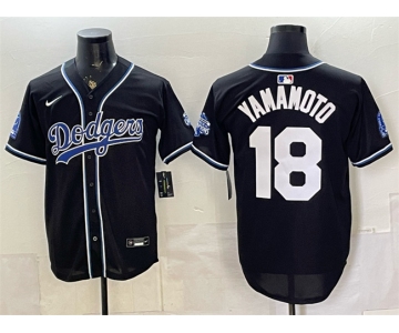 Men's Los Angeles Dodgers #18 Yoshinobu Yamamoto B2B Champs 2026 Black Out Style Vapor Limited Stitched Baseball Jersey