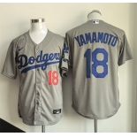 Men's Los Angeles Dodgers #18 Yoshinobu Yamamoto Gray Cool Base Stitched Baseball Jersey Men's Los Angeles Dodgers #18 Yoshinobu Yamamoto Gray Cool Base Stitched Baseball Jersey