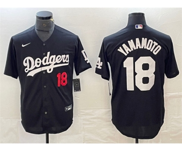 Mens Los Angeles Dodgers #18 Yoshinobu Yamamoto Nike Black Fashion Baseball Jersey