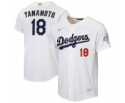 Men's Los Angeles Dodgers #18 Yoshinobu Yamamoto Nike White 2026 Gold Collection Home Replica Jersey