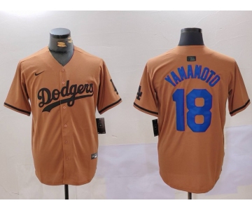 Men's Los Angeles Dodgers #18 Yoshinobu Yamamoto Olive Cool Base Limited Stitched Jersey