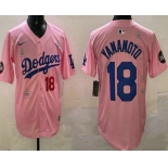 Men's Los Angeles Dodgers #18 Yoshinobu Yamamoto Pink 2025 Tokyo Series Limited Jersey