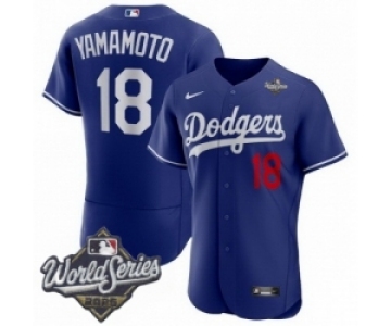 Men's Los Angeles Dodgers #18 Yoshinobu Yamamoto Royal 2025 World Series Limited Stitched Baseball Jersey