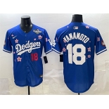 Men's Los Angeles Dodgers #18 Yoshinobu Yamamoto Royal 2025 World Series Patch Tokyo Series Limited Stitched Baseball Jersey Men's Los Angeles Dodgers #18 Yoshinobu Yamamoto Royal 2025 World Series Patch Tokyo Series Limited Stitched Baseball Jersey