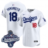Men's Los Angeles Dodgers #18 Yoshinobu Yamamoto White 2025 Champions Stitched Baseball Jersey Men's Los Angeles Dodgers #18 Yoshinobu Yamamoto White 2025 Champions Stitched Baseball Jersey
