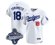 Men's Los Angeles Dodgers #18 Yoshinobu Yamamoto White 2025 Champions Stitched Baseball Jersey Men's Los Angeles Dodgers #18 Yoshinobu Yamamoto White 2025 Champions Stitched Baseball Jersey