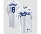 Men's Los Angeles Dodgers #18 Yoshinobu Yamamoto White 2025 World Series Home Cool Base Stitched Baseball Jersey Men's Los Angeles Dodgers #18 Yoshinobu Yamamoto White 2025 World Series Home Cool Base Stitched Baseball Jersey