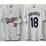 Men's Los Angeles Dodgers #18 Yoshinobu Yamamoto White 2026 Gold Collection Limited Jersey Men's Los Angeles Dodgers #18 Yoshinobu Yamamoto White 2026 Gold Collection Limited Jersey