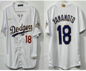Men's Los Angeles Dodgers #18 Yoshinobu Yamamoto White 2026 Gold Collection Limited Jersey