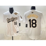 Men's Los Angeles Dodgers #18 Yoshinobu Yamamoto White Gold 2025 World Series Patch Limited Stitched Baseball Jersey Men's Los Angeles Dodgers #18 Yoshinobu Yamamoto White Gold 2025 World Series Patch Limited Stitched Baseball Jersey