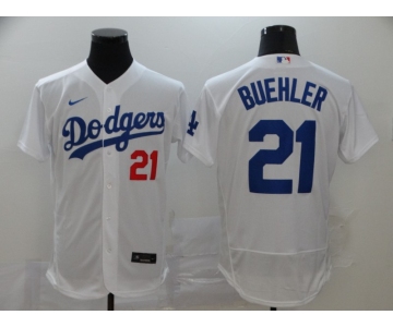 Men's Los Angeles Dodgers #21 Walker Buehler White Home Flex Base Authentic Collection Baseball Jersey