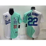 Men's Los Angeles Dodgers #22 Bad Bunny White Green Number 2022 Celebrity Softball Game Cool Base Jersey