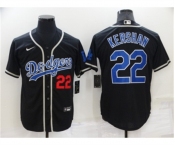 Men's Los Angeles Dodgers #22 Clayton Kershaw Black Blue Name Stitched MLB Cool Base Nike Jersey