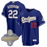 Men's Los Angeles Dodgers #22 Clayton Kershaw Royal 2026 Alternate Gold Collection Stadium Stitched Baseball Jersey Men's Los Angeles Dodgers #22 Clayton Kershaw Royal 2026 Alternate Gold Collection Stadium Stitched Baseball Jersey