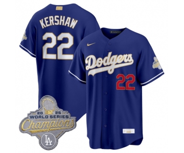 Men's Los Angeles Dodgers #22 Clayton Kershaw Royal 2026 Alternate Gold Collection Stadium Stitched Baseball Jersey