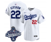 Men's Los Angeles Dodgers #22 Clayton Kershaw White 2025 Champions Stitched Baseball Jersey Men's Los Angeles Dodgers #22 Clayton Kershaw White 2025 Champions Stitched Baseball Jersey
