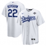 Men's Los Angeles Dodgers #22 Clayton Kershaw White 2025 World Series Home Cool Base Stitched Baseball Jersey Men's Los Angeles Dodgers #22 Clayton Kershaw White 2025 World Series Home Cool Base Stitched Baseball Jersey