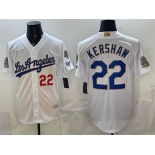 Men's Los Angeles Dodgers #22 Clayton Kershaw White 2026 Gold Collection 9x & B2B Champs Patch Stitched Baseball Jersey