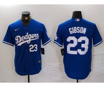 Men's Los Angeles Dodgers #23 Kirk Gibson Number Blue Cool Base Stitched Jerseys