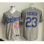 Men's Los Angeles Dodgers #23 Kyle Tucker Grey Cool Base Limited Stitched Baseball Jersey