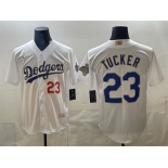 Men's Los Angeles Dodgers #23 Kyle Tucker White 2026 Gold Collection Stadium Stitched Baseball Jersey Men's Los Angeles Dodgers #23 Kyle Tucker White 2026 Gold Collection Stadium Stitched Baseball Jersey