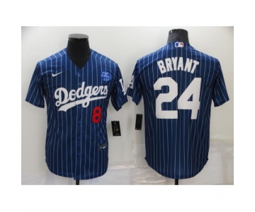 Men's Los Angeles Dodgers #24 Kobe Bryant Authentic Blue Stripes Realtree Collection Jersey