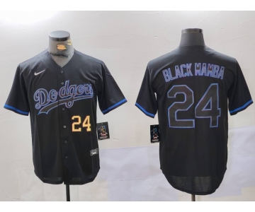 Men's Los Angeles Dodgers #24 Kobe Bryant Black Mamba Lights Out Black Fashion Stitched Cool Base Jersey
