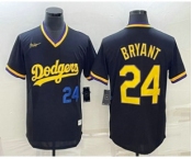 Mens Los Angeles Dodgers #24 Kobe Bryant Number Black Stitched Pullover Throwback Nike Jersey