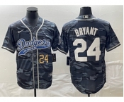 Men's Los Angeles Dodgers #24 Kobe Bryant Number Gray Camo Cool Base With Patch Stitched Baseball Jersey